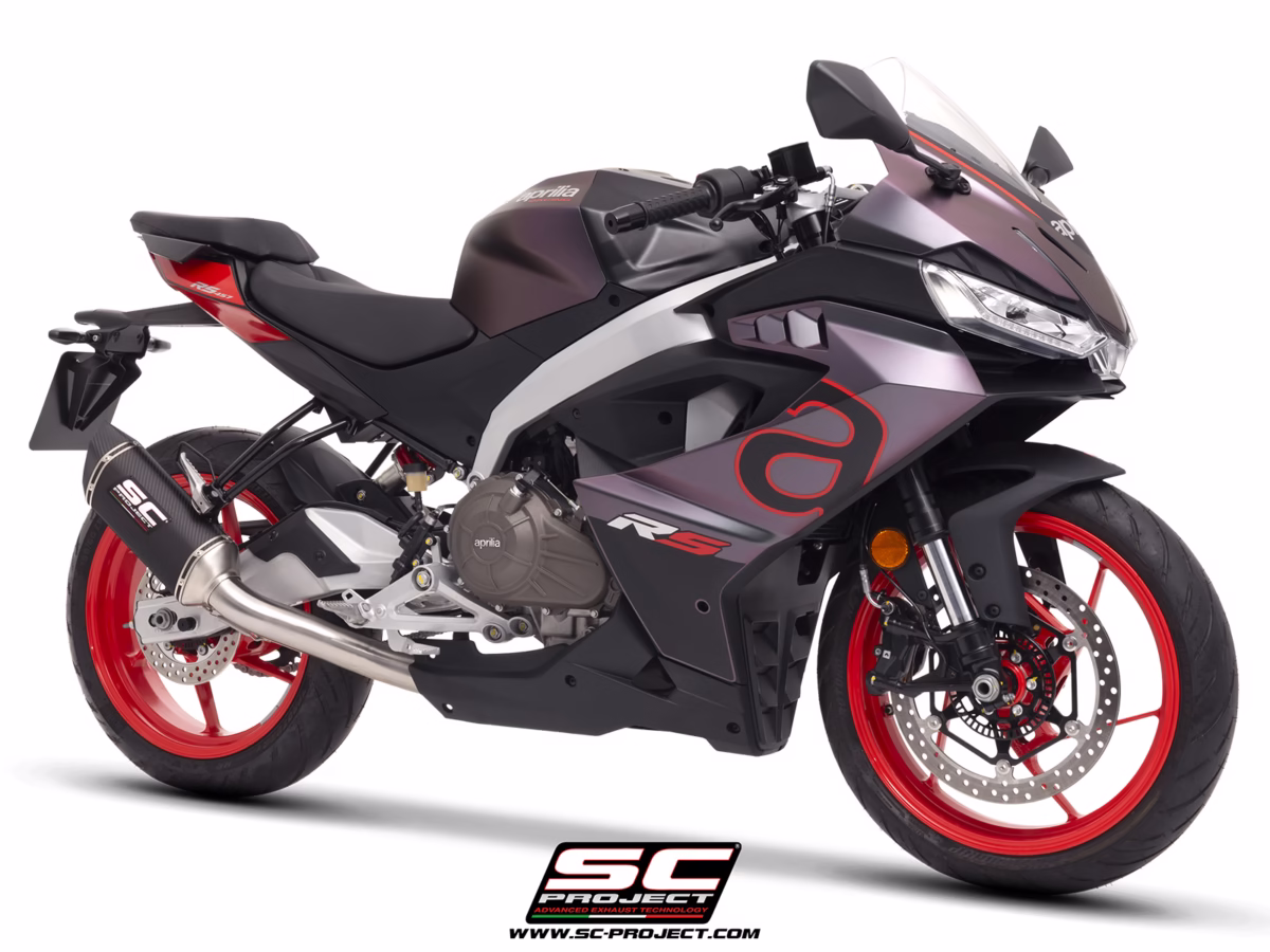 SC Project SC1-S Carbon 2-1 Stainless Steel full Exhaust System for Aprilia RS 457 2024-2025 - Image 3
