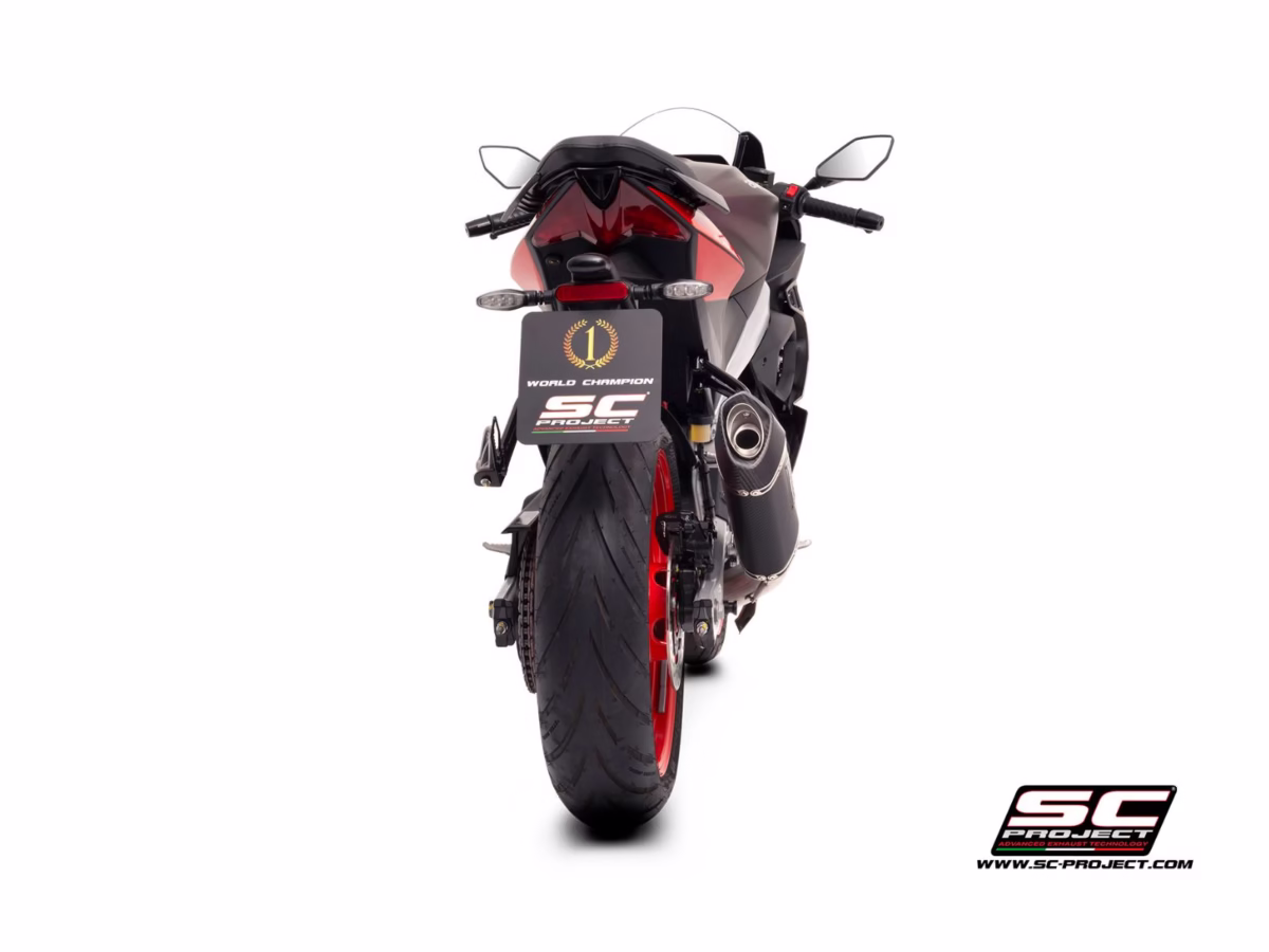 SC Project SC1-S Carbon 2-1 Stainless Steel full Exhaust System for Aprilia RS 457 2024-2025 - Image 4